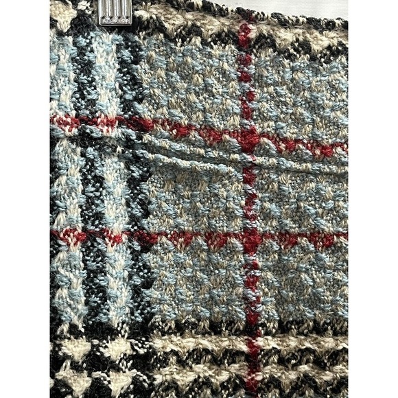 Burberry London Designer Blue Red Plaid Print Check Wool Mini Skirt Sz 4 Sm - Picture 4 of 15